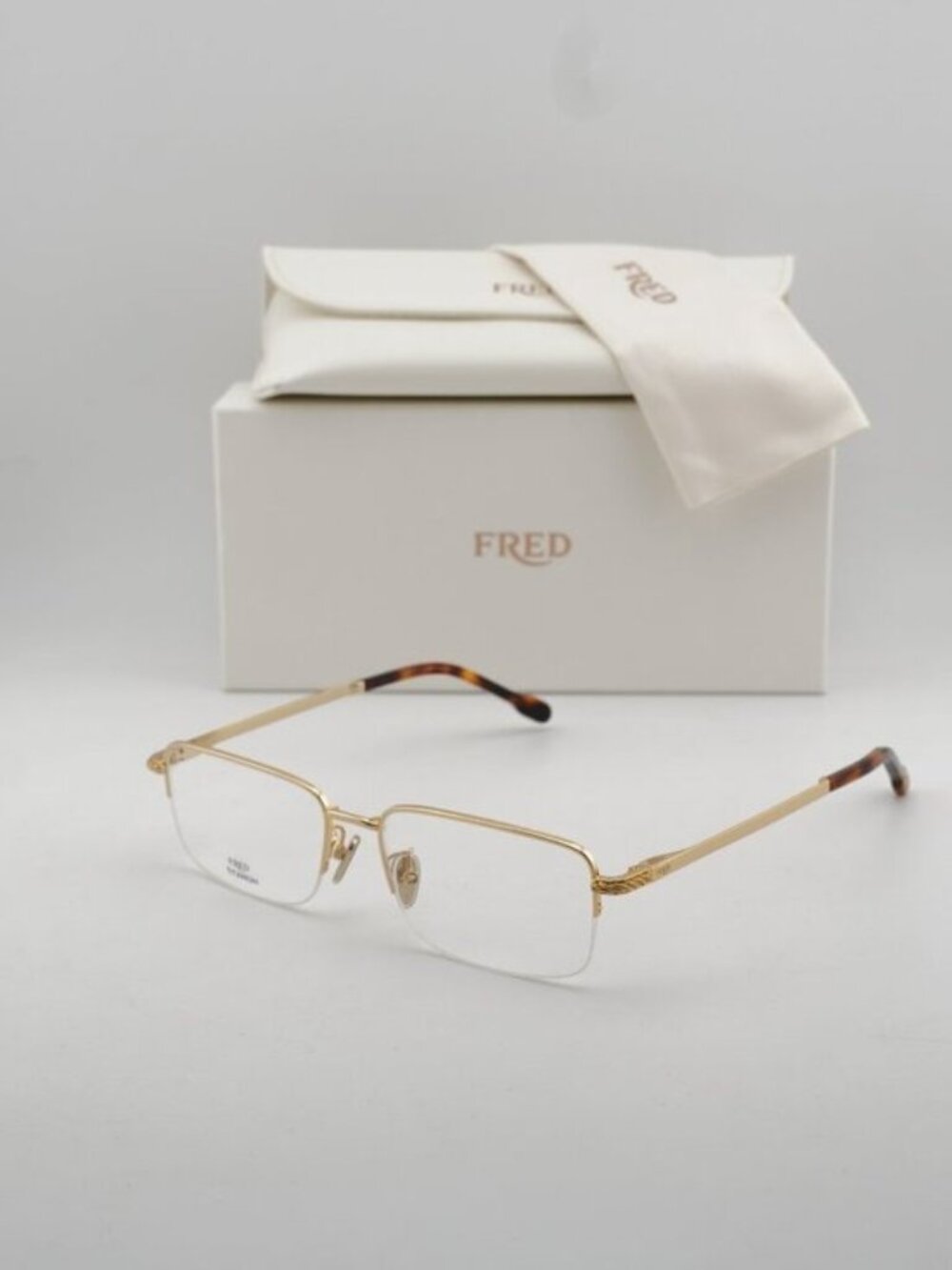 Fred FG50024F 032 Unisex Rectangle 56mm Eyeglasses - Gold - Picture 7 of 10